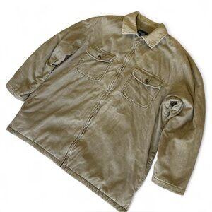 HIGH SIERRA Khaki Corduroy Chore Jacket 100% Cotton Sherpa Lined Barn Coat Large